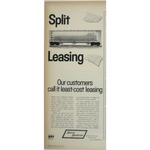 North American Split Leasing Advertisement Print 1970 - Picture 1 of 2